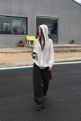 TWISTED KNIT HOOD ZIP-UP