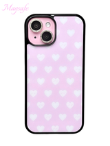 Sweet hearts phone case (pink) - black glass - magsafe