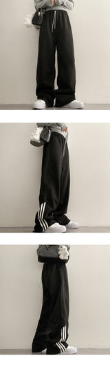 3 Line Coloring Accentuated Banded Wide Pants