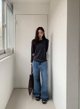 ヒルカカットデニムワイドパンツ