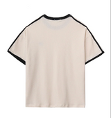 タニエンブロイダリーパターンワッフルトラックボクシーフィット半袖Tシャツ
