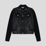 Kurt knit color matching leather jacket