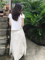 Slit Cotton Shirring Long Skirt (2c)