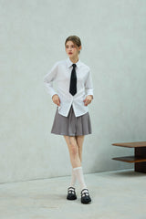 LOWELL SLIM FIT STRIPE SHIRRLING SHIRT / WHITE
