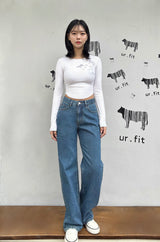 ミディアムブルークラシックデニムパンツ code 18308
