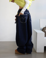 neon stitches wide pants
