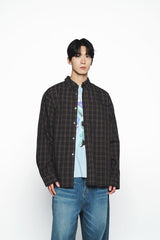 25SS EMBO LOGO OVERSIZE CHECK SHIRTS BLACK