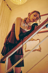 ELLA FRILL DRESS wine