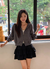 Everyday 2WAY Crop Loose Hood Zip-up (9color)