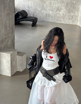 cancan frill see-through see-through long skirt