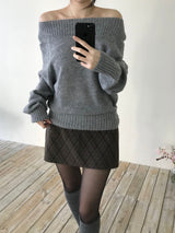 Slash mohair off-shoulder knit (3 colors)