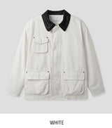 Mel pocket leather pointed work jacket