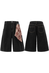 Patchwork Bandana Denim Shorts