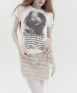 Frilled Mini Wrap Skirt Beige