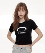 G.E CLUB CROPPED T-SHIRT [BLACK / WHITE]