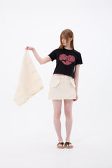 DOUBLE CUT CAGO SKIRT / IVORY