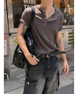 [S/S] ピグメントクロップマッスルヘンリーネックTシャツ(4color)