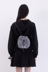 Gingham check string mini backpack (BLACK)