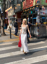 maxi white long skirt