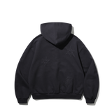 Star Damage Crop Hoodie Zip-Up (CHARCOAL)