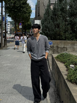 Cut line reverse denim pants