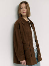 SUEDE POCKET JACKET BROWN