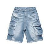 TBD XXL CARGO BERMUDA PANTS - Light blue