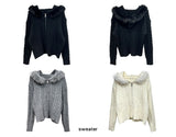 Warm Fur Hooded Zip-Up Knit Cardigan