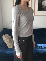 エンドUネックアイレットスタッドクロップTシャツ (6c)