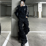 multi pocket cargo denim pants