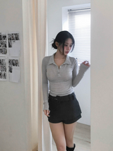 conte tone wool button collar top