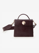 LAZEL MINI CROC ショルダーレザーバッグ / Wani Burgundy