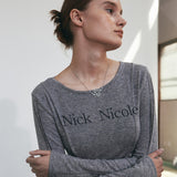 NICK ピンタックライン長袖トップ