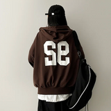 Moco Number Patch Embroidery Overfit Two Way Hooded Zip-Up