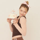 DOT RIBBON SLEEVELESS TOP - BROWN
