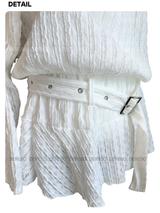 White Hood Pullover Belt One-Piece Dress Top