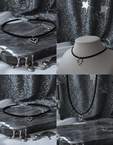 [IDLE Shuhua Necklace] メルティングメタリックハートチョーカーネックレス - Silver Color