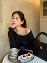 [MADE] Fulls cashmere unbalanced off-shoulder knitwear
