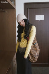 Leopard Layered Dark Denim Pants