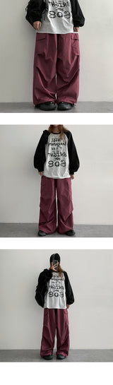 Bedder Pintuck Wide Cargo Pants (5 colors) Hem String!