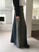 Blek Vintage Cut Washed Denim Long Skirt