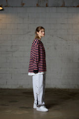 JERRY STRIPE OVERFIT LONG SLEEVE T-SHIRT / NAVY