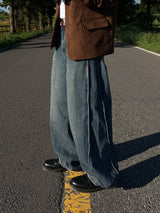 Beldin ピンタックワイドデニムパンツ S M L (2 Colors)