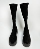 6CM PLATFORM SUEDE Y2K ROUND-TOE STRETCH CRAB-LEG ボディーシェーピングブーツ - 2 COLOR