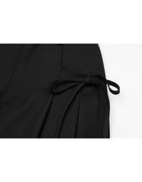 Lucia Ribbon Pintuck Wide Pants Black