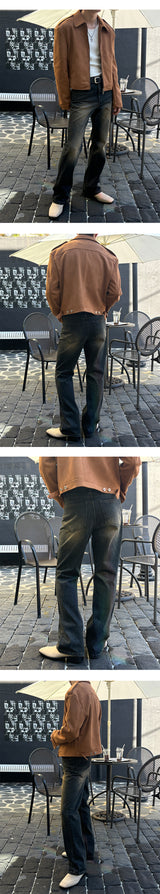 [F/W] Shoulder strap crop suede jacket(2color)