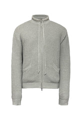 Waffle Knit Drawstring Cardigan
