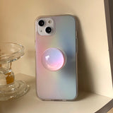 ピンクグラデーションフォーンケーススマホグリップセット