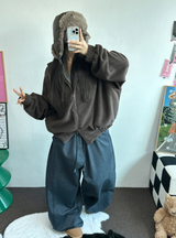 OVER BALLOON CURVE DENIM LONG PANTS 🖤💙2COLOR