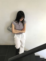 Homyoon キャップスリーブ ハーフポーラークロップタンクトップ Tシャツ